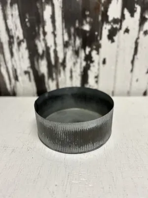 GALVANIZED: Ridged round low vase