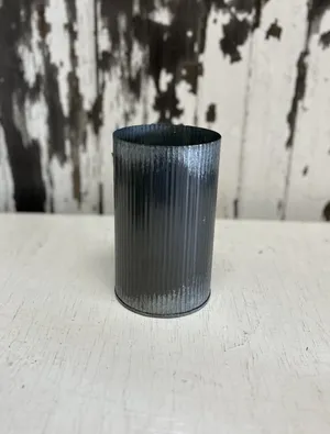 GALVANIZED: Ridged cylinder vase