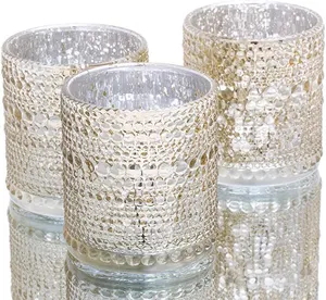 CANDLEHOLDER: Gold bubble ridged votive cup 2
