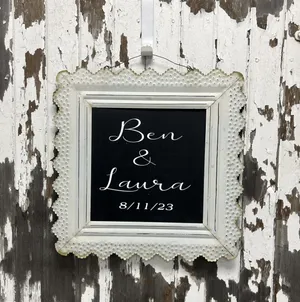 CHALKBOARD: Ivory metal scalloped shabby chic