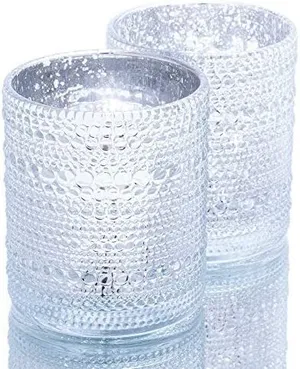 CANDLEHOLDER: Silver bubble ridged votive cup 2