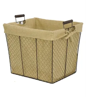 CARDHOLDER: Wire basket with burlap liner-large