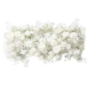 FLORAL: White rose & baby's breath arch decor or table runner