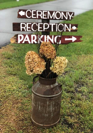 SIGN (Wood-Rustic): Ceremony, Reception, Parking 