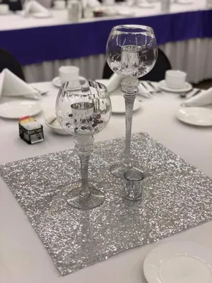 TABLE SQUARE-Sequin: Silver 20x20