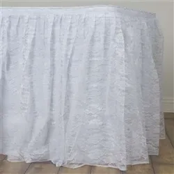 TABLESKIRT: 14'L White lace