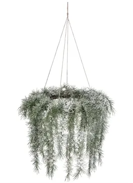 FLORAL: Snowy weeping pine hanging wreath