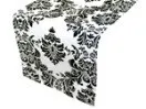 TABLE RUNNER: Damask flocking on white