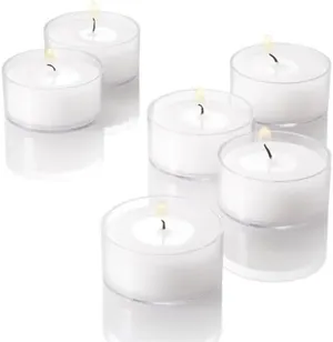 RETAIL: White t-lite candle/clear cup