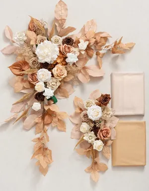 FLORAL: Rust, beige & cream floral swags (larger set of 2)
