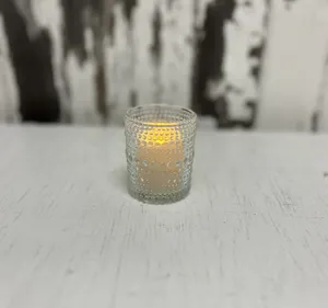 CANDLEHOLDER: Clear glass bubble ridged votive cup 2.5