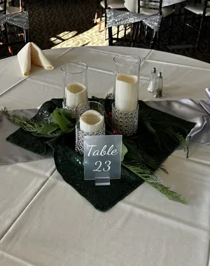 SIGN (Acrylic-clear): Table #s 1-35 (White lettering)
