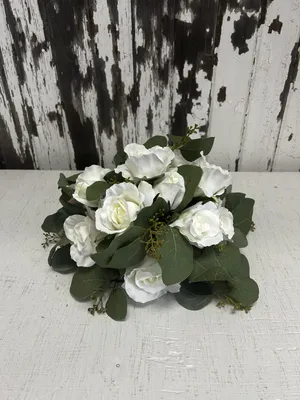 FLORAL: White rose & eucalyptus arrangement