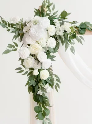 FLORAL: White/greenery floral arch swags x2