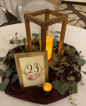 SIGN: Table numbers with gold frame-pink floral & antler design