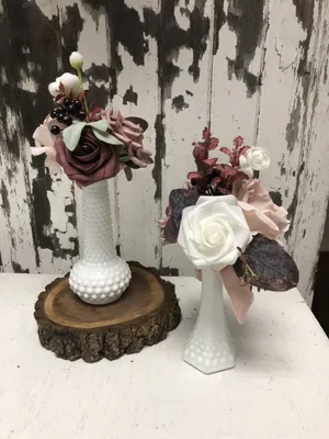 VASES: Milk glass-set of 24 assorted