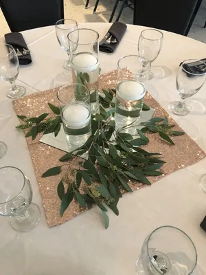 TABLE SQUARE-Sequin: Rose gold/blush pink 20x20