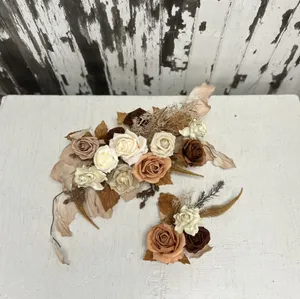 FLORAL: Rust, beige & cream floral swags (smaller set of 2)