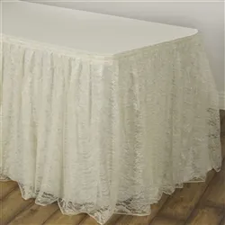 TABLESKIRT: 21'L Ivory lace