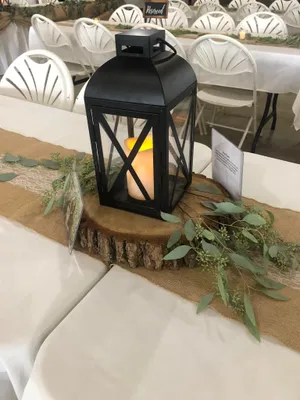 CENTERPIECE: Black metal lantern (medium) 11.25