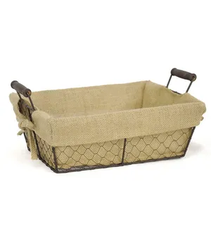 CARDHOLDER: Wire basket with burlap liner-small