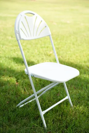 White Fan-Back Folding Chair