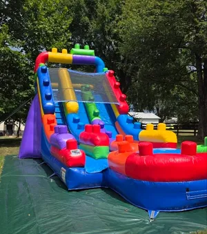 18ft Block Style Dual-Lane Water Slide — Wet