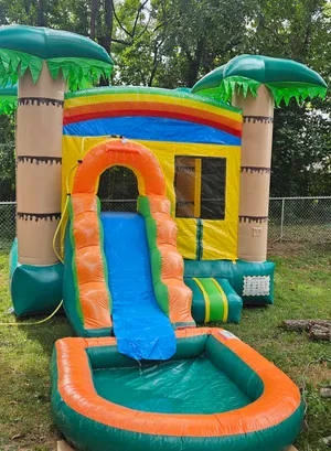 13ft Tropical Breeze Bounce House Water Slide with Pool — Wet