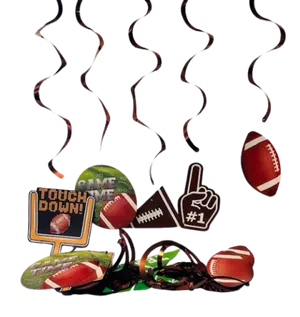Football twirly hanging decorations - brown