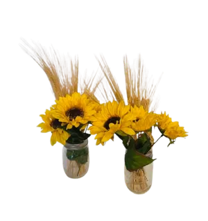 Sunflower and wheat table decorations