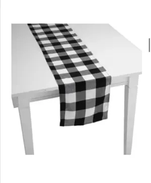 Black and white checkered table runner
