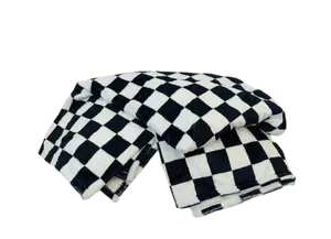 Black and white checkered blanket