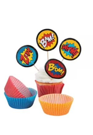 Superhero cupcake picks and liners