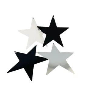 Black and silver star decorations