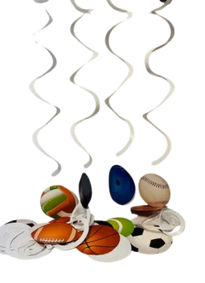 Sports ball twirly hanging decorations - white