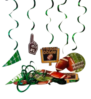 Football twirly hanging decorations - green