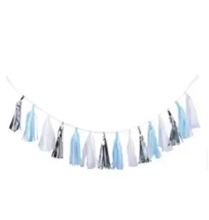 Blue and silver tassel garland
