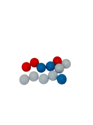 Red, white and blue ping pong balls