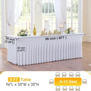 white 8ft rectangular table cover