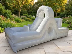 Brincolin Inflable blanco grande con resbaladilla (B12)