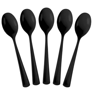 black plastic spoons