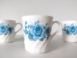 Vintage Blue Velvet Rose Mugs