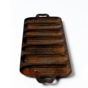 Country, Rustic Farmhouse Decor, Antique Cast Iron Cornbread Stick Pan Patina, Rust, 