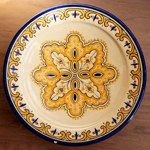 Vintage Handcrafted Ceramic Serving Dish: Moroccan Display Plate