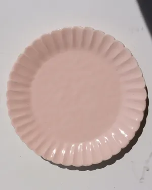 Pink Petal Fluted Salad Plate, Scalloped Edge and Textured Surface