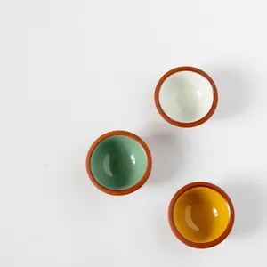 Set - Tiny Terracotta and Glass Prep Pinch Bowls - 2.75