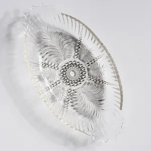 Vintage Oval Clear Pressed Glass Relish Candy, Nut Dish - 8.25