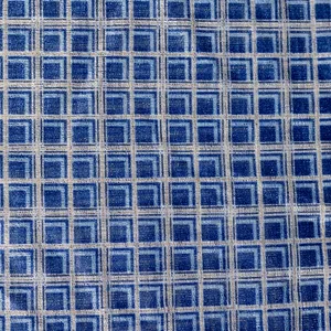 Blue Checkered Light Weight Shiny, Shimmery, flowy fabric,
