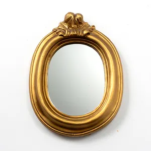 Vintage Italian Borghese knock off Ornate small oval wall mirror 
