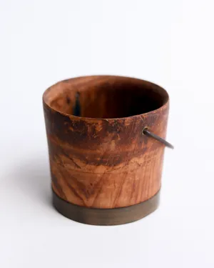 Small Vintage Wooden Bucket with handle. Teacher, Desk, Pencil Holder